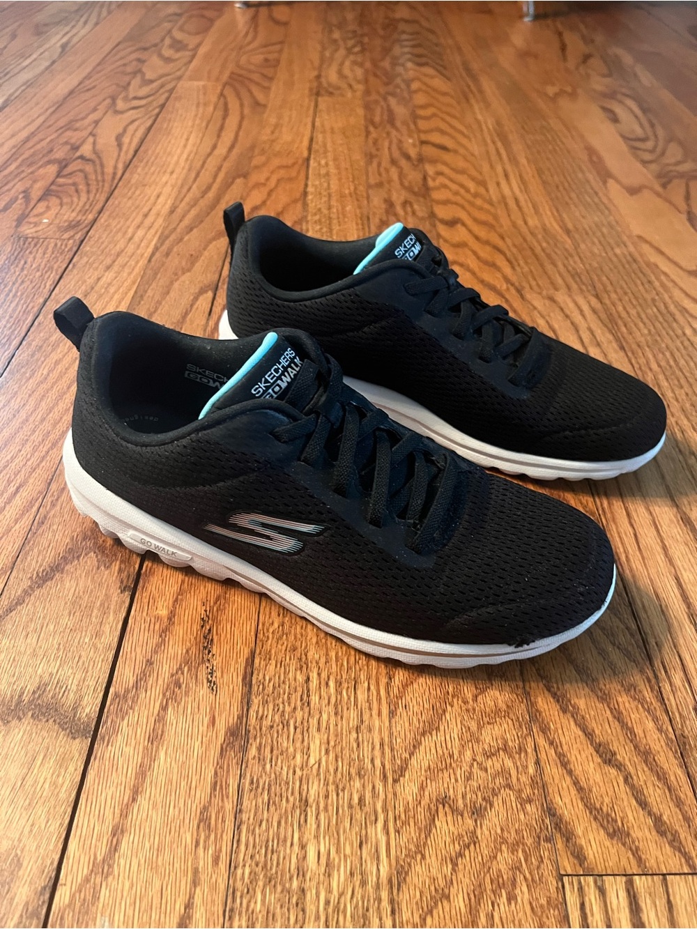 Skechers Women's Sneakers “Go Walk Travel”, Black & Aqua Blue, size 8.5